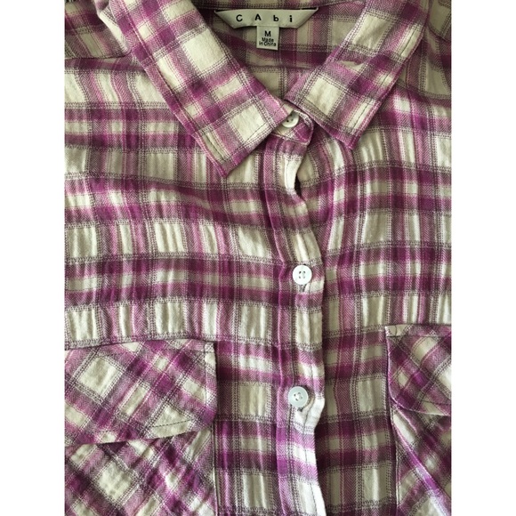 Cabi Violet Button Up Top With  Lace Up Back - Picture 2 of 3